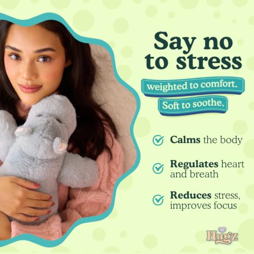 Image of Hugz Official Mochi The Hippo - Premium Weighted Stuffed Animal Plushie 3.8 lb for Adults & Kids - Microwavable - Heatable & Coolable - Super Soft Fur - Gift Ready Tube Packaging