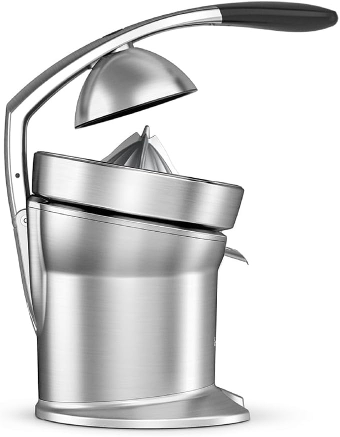 The Citrus Press Pro - Quiet Automatic Orange & Grapefruit Juicer - Lemon & Lime Squeezer - Stainless - Dishwasher Safe - Brushed Aluminium - UAE Version, 2 Year Manufacturer Warranty
