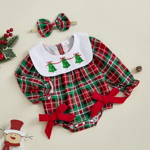 MERSARIPHY Baby Girl Plaid Romper My First Halloween/Thanksgiving/Christmas Outfit Infant Bubble Bodysuit Fall Winter Clothes4