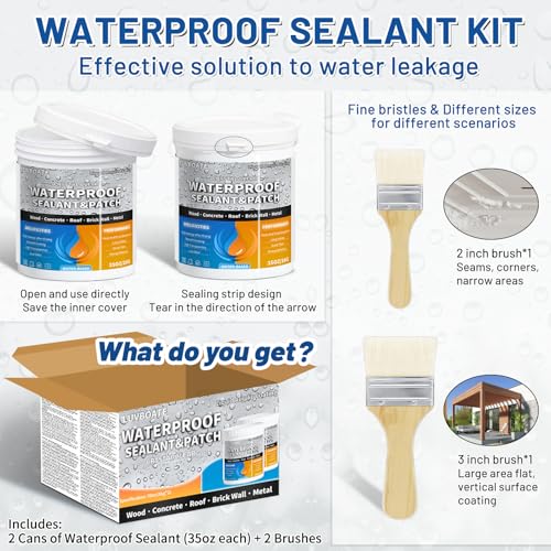 Image of Liquid Waterproof Sealant 70oz Clear, Transparent Waterproof Coating | Water-Based Invisible Repairing Leak Agent Roofs, Walls, Garden, Bathroom, Kitchen, Terraces Indoor & Outdoor