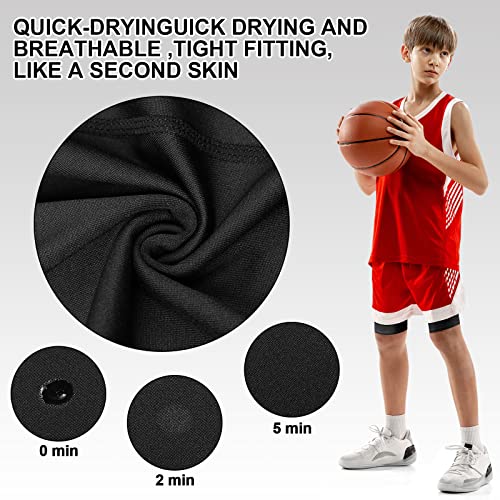 Hoolerry 3 Pcs Youth Boys Compression Shorts Athletic Underwear Sports Performance Boxer Briefs Spandex Underwear for Running3