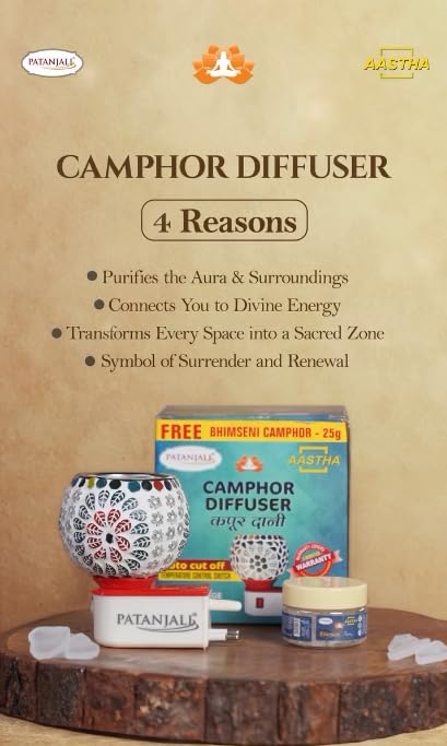 Image of Patanjali Diffuser Aastha Camphor Diffuser, Kapoordaani for Fresh & Aromatic Smell - 1N