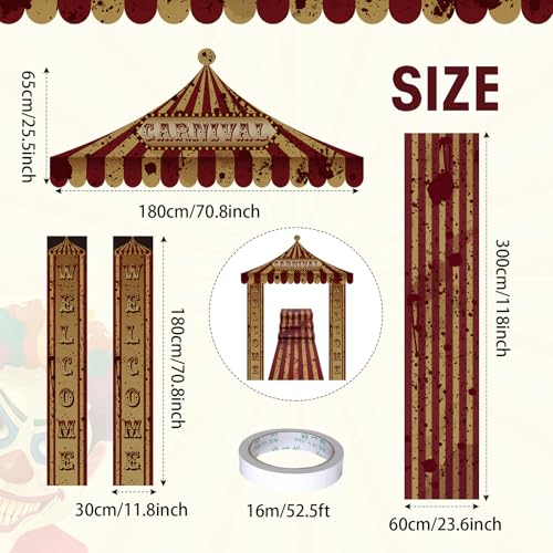 Image of Fanfanwin 4 Pcs Circus Tent Decorations Carnival Halloween Party, Creepy