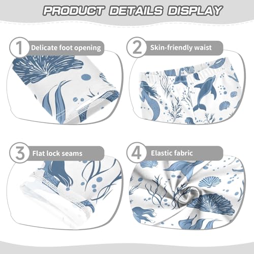 Blue Dolphin Mermaid Seashell Girls Leggings Soft Stretch Workout Yoga Dance Pants for Kids Casual Tights3