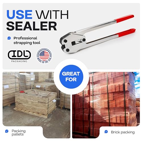 Image of IDL Packaging Open (Snap-On) Seals of 1.25 inch Length for 1 /2 inch Strap Width Polypropylene (PP) Strapping (Pack of 100) - Strong Metal Clips with Superior Holding Power, PP-O-12-M