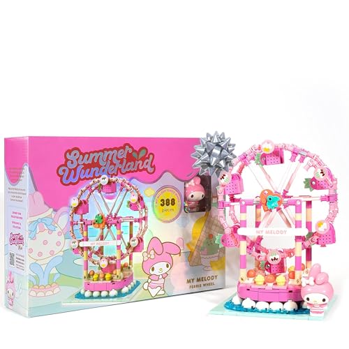 Hamee Sanrio Hello Kitty and Friends Summer Wunderland Cute Water Theme Park Building Block Set Birthday Gift Party Favor Stress Relief Collectible Toy Compatible with Lego Block My Melody