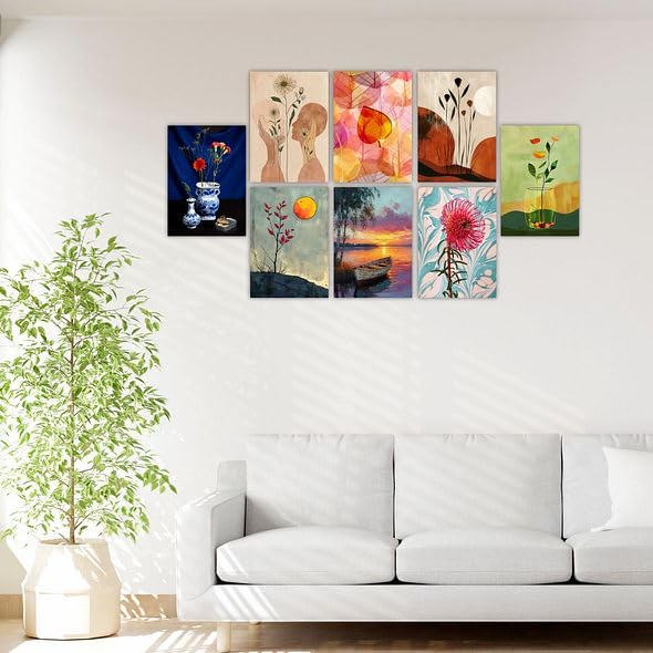 Image of CVANU Beautiful Aesthetic Floral & Flower Design Picture Printed 8pcs Wall Art Collage Kit Posters With Glue Dot Tape for Living Room| Office| Bedroom| Office| Walls Decorative Item (8.2inch X 11.6inch) 370