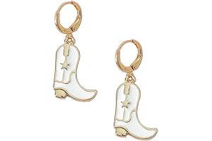 Enamel Western Cowgirl Boot Earrings Cowboy Dangle Drop earrings