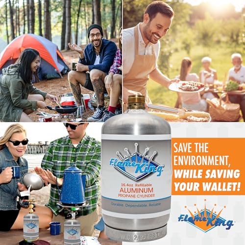 Flame King 1LB Refillable Propane Cylinder Tank