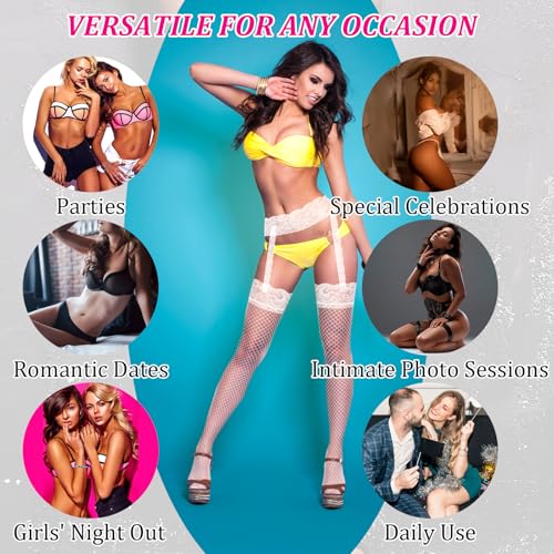 Fishnet Stockings for Women, Thigh High Fishnet Stockings, White Stocking for Women White Thigh High Stocking4