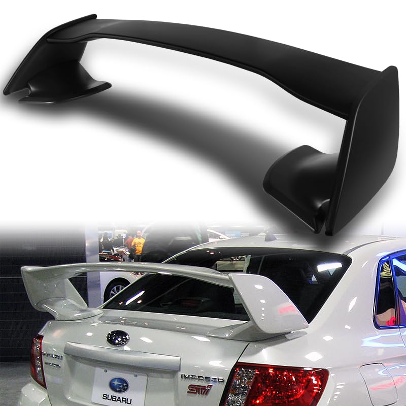 EPARTS-GOGOGO 1 Piece Rear Spoiler Wing Unpainted Black ABS Trunk Lip Spoiler Fit for 2008-2014 Subaru Impreza WRX STI 4 Door Sedan