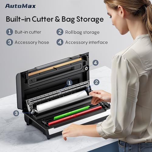 FRESKO Automatic Vacuum Sealer Machine, 140 Watts, with Dry/Moist Food Detection, 2 Rolls Bag (AutoMax V8) - Thumbnail 6