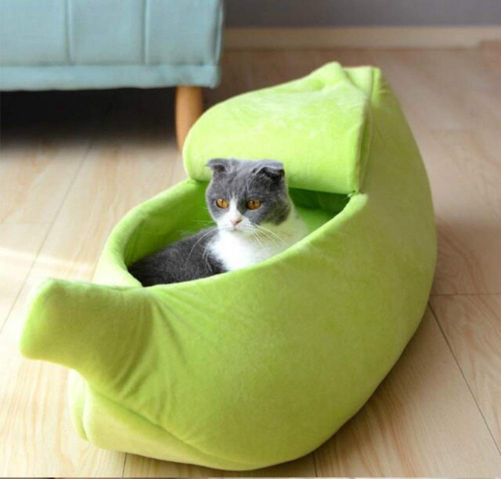 Nid pour animaux en forme de banane LLD en peluche verte pour l'hiver taille XL