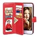 iPhone 7 Case, Vofolen 2 in 1 Detachable iPhone 7 Wallet Case Cover Wrist Strap Folio Card Holder Slot Pouch Holster Magnetic Slim Hard Shell PU Leather Protective Flip Case for iPhone 7 (Red)