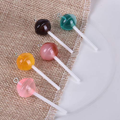 Welecom 50 Pcs Lollipop Resin Charms Transparent Lollipop Charms Candy Slime Beads Resin Flatback Pendants With Hole Key Ring Chain Earring,Key,Phone,Bracelets,Necklace Jewelry Diy Making Craft #TOP2