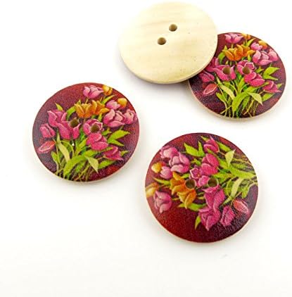 200 Pieces Sewing Clothing Buttons Sew On Wooden Wood Knopfe BB1702 Rose Round Boutons Fasteners Notions Multi Pattern Cartoon Supplies Arts Crafts Accessories