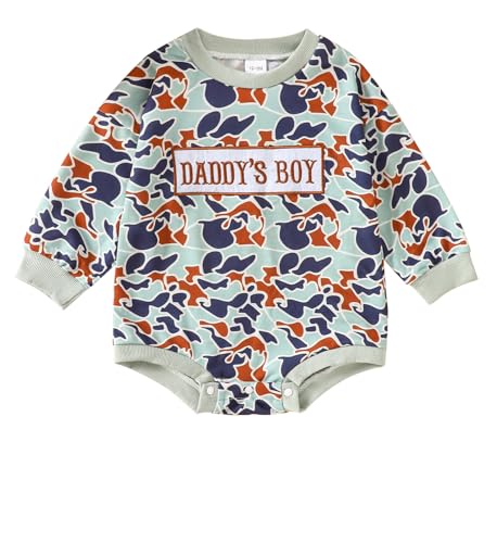 Newborn Baby Boy Girl Camouflage Embroidery Romper Infant Long Sleeve Bodysuit Coming Home Outfit