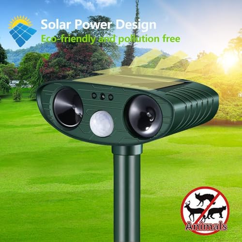 Katzenschreck Ultraschall,Solar Tiervertreiber Katzenabwehr, Wasserdicht Ultraschall Abwehrmittel Hundeschreck Marderschreck mit Bewegungsmelder für Katzen, Hunde, Mäuse,Vögel, Marder