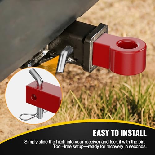 Image of Nilight Aluminum Soft Shackle Hitch 2 inch Receiver Off-Road Towing Accessory