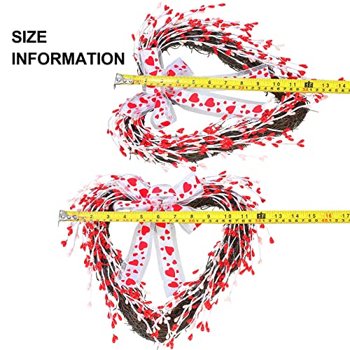 Kuimen 2 Pack Mothers/Valentine's Day Wreath, 12Inch Berry Wreaths, Heart-Shaped Front Door Wreath,Decorate The Front Door, Corridor, And Window. Valentine's Day Gift. (Multicolor) #TOP6