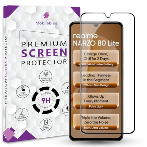 Image of Premium Tempered Glass Screen Protector Guard For Realme Narzo 80 Lite 4G (6.74 Inch, Pack of 1) | Edge to Edge Coverage With Easy to installation kit
