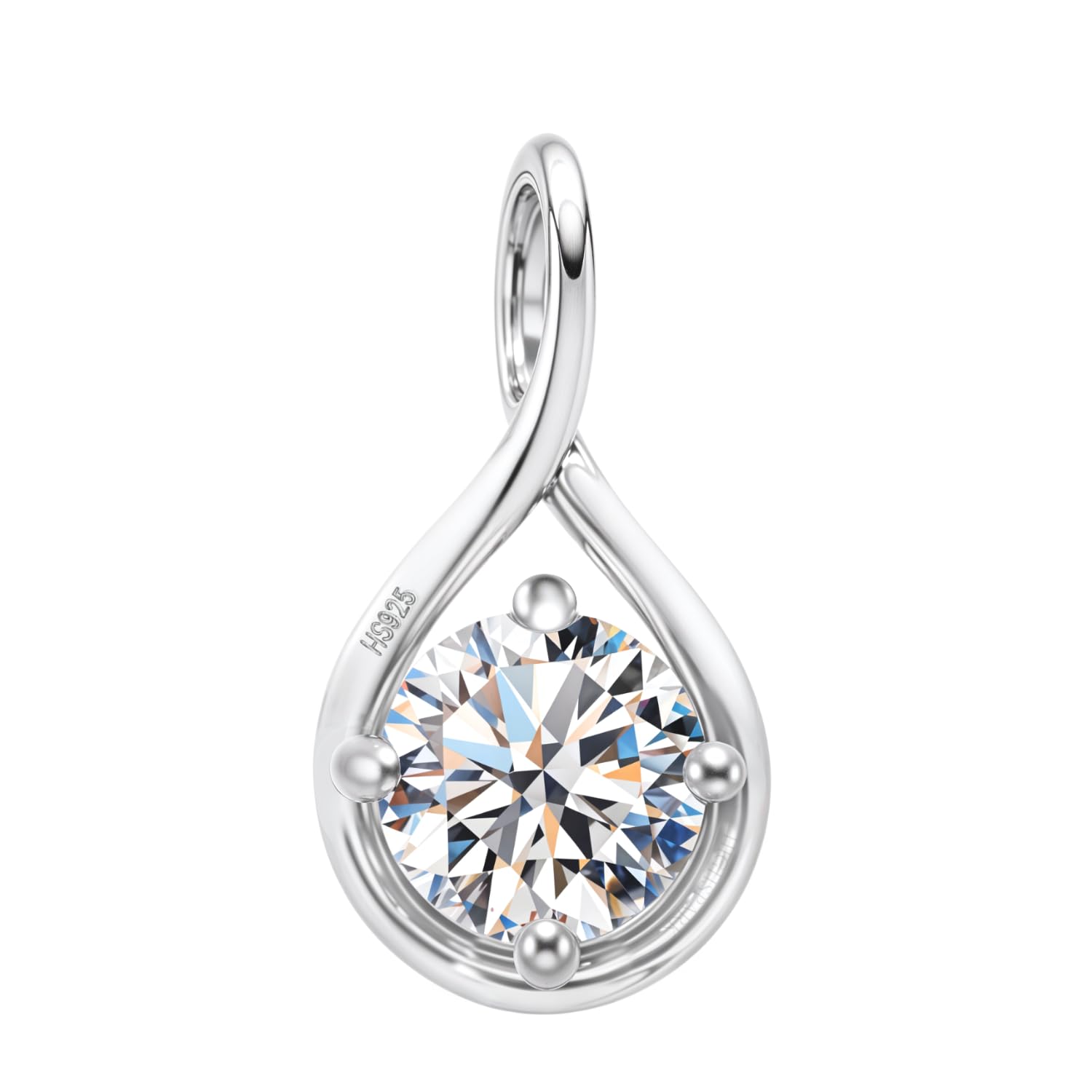 Twist Solitaire Pendant | 92.5 Sterling Silver & Diamond like Brilliance Sparkling Zirconia | Lovely Gift - Clear Apr-image-48