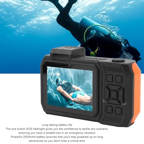 4K Underwater Camera Pro - 33 Feet Deep 100% Waterproof Camera with 2.88 Inch and 1.44 Inch Double Screen, Multifunctional Digital Camera for Water