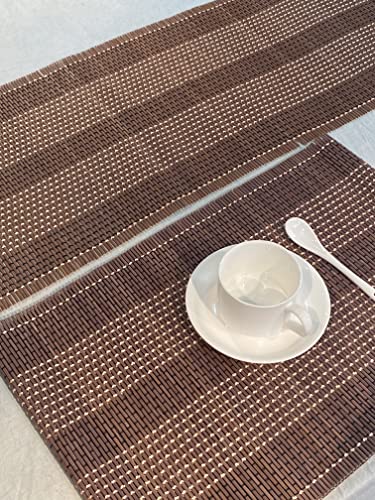 Andstar 12X72 Inch Weave Bamboo Table Runner Stain Resistant Heat Resistant Oil-Proof Non-Slip Waterproof Easy To Clean Table Runner For Kitchen Dinning Room Table Decoration(Coffee,1 Piece) #TOP2