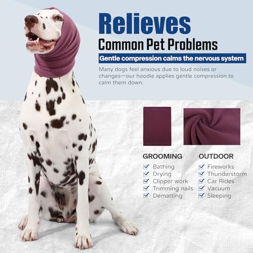 Image of Dog Calming Hoodie Quiet Head Cover Sleeves Anxiety Relief /Noise Protection - Grooming - Thunder - Fireworks