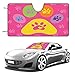 Colorful Dog Paws Car Windshield Sun Shade Cartoon Rainbow Color Heart Design Dog Paws for Auto Windshield Covers Most Cars 55L x 30W Inch