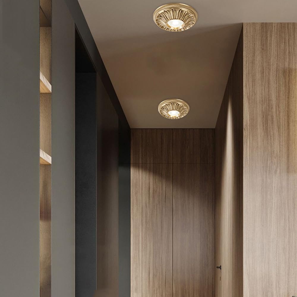 XBTGS LED rotondo da incasso GHT per ingresso,Apparecchi di illuminazione da incasso Baffle Trim 3.9 pollici Ottone GHT,Lampada direzionale dimmerabile 5W,