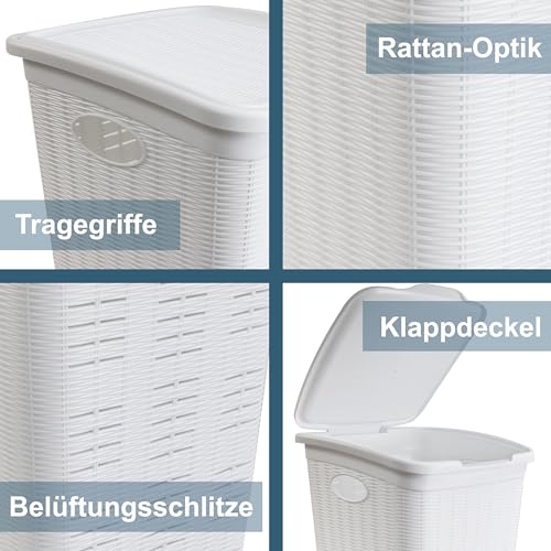 Panier à linge ventilé blanc 50L pour éliminer l'humidité des vêtements