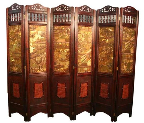 Asian Home Vintage Oriental Style 6 Panels Screen Room Divider