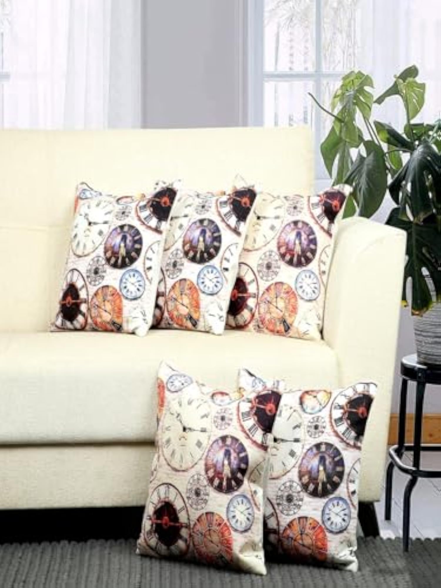 Digital Printed Multicolor Set of 5 Cushion Covers, Gift Idea