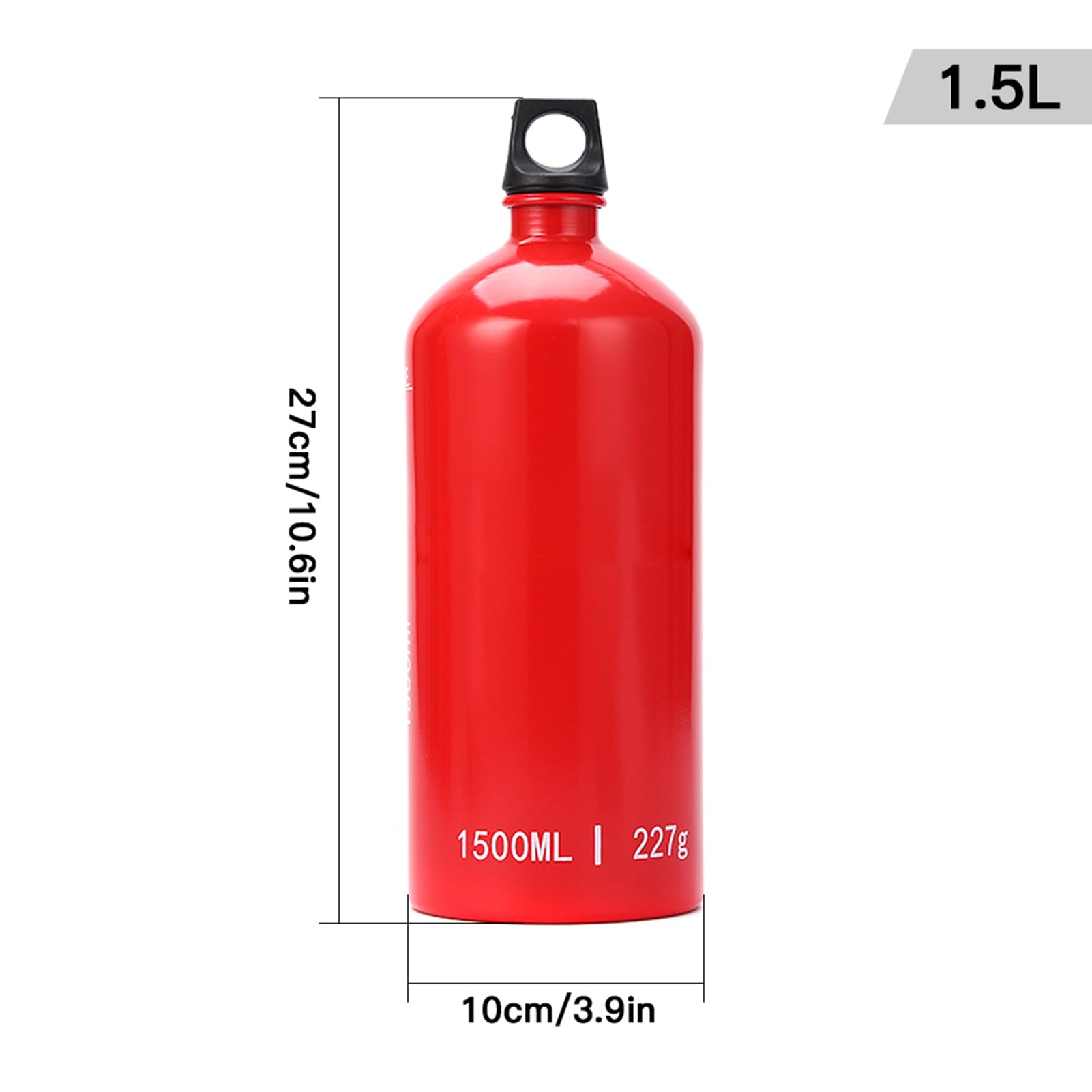Ejoyous Botella de de Aluminio de 1,5 L, Botella de Gasolina, Bidón de Gasolina, Recipiente de con Tapa de Plástico y Asa de Transporte para Camping, Senderismo, Cocina Al Aire