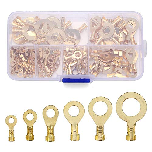 150 Piezas Aislados Conector cable de engarce terminales de anillo bateri Kit Surtido de Conectores de terminales de Anillo Para terminal de crimpado del cable de la batera M3 M4 M5 M6 M8 M10