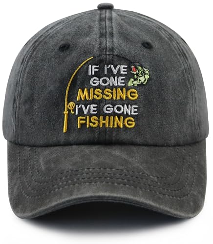 Image of If I've Gone Missing I've Gone Fishing Hat for Men Women, Funny Adjustable Embroidered Fishing Lovers Baseball Cap