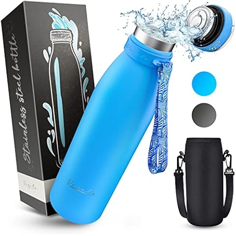 Vezato Trinkflasche Edelstahl - BPA-freie Isolierflasche 750 ml - Auslaufsichere Wasserflasche mit doppelter Isolierung - Thermosflasche spülmaschinenfest Cover