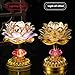 TKOWTB 2Pcs LED Lotus Buddhist Lights Buddha Lotus Lamps Plug in or Battery-Operated Buddhist Lamp US Plug Gold 58 Songs