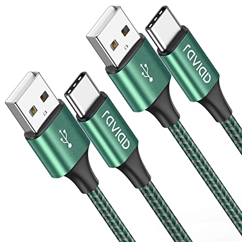 RAVIAD Câble USB C [2M, Lot de 2], Cable USB C Charge Rapide Nylon Tressé 3.1A Chargeur Type C pour Samsung Galaxy S21 S20 S8 S9 S10 A50 A51 A20e, Huawei P40 P30 P20, Redmi Note 10- Vert
