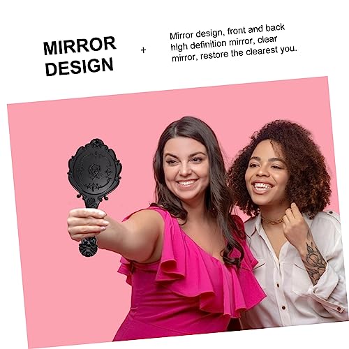Espejo para Maquillaje Retro de Mano Negro 2 Pzas miniatura 2