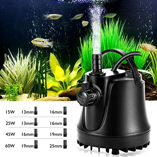 AQQA Submersible Water Pump,1000L/H Ultra Quiet Aquarium Water Pump,4.9Ft High Lift Fish Tank Fountain Pond with 5.9Ft Power Cord and Adjustable Switch for Fish Tank, Pond, Hydroponics