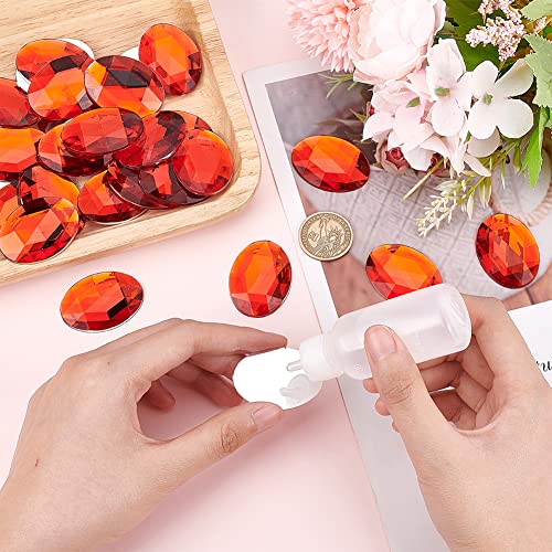 FINGERINSPIRE 30 Stück 40x30 mm Extra Große Ovale Acryl Strass Edelsteine Juwelen Verzierungen Kristalle Flache Rückseite Rote Juwelen Verzierungen Kristall Edelsteine Für Die Kostüm Schmuck Handwerk