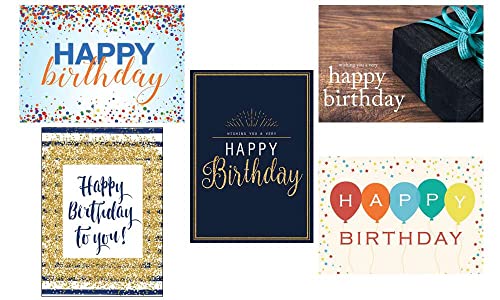 CEO Cards - Business Birthday Greeting Card Assortment, 5 Cards of Each Design, 5x7 Inches, 25 Cards & 26 White Envelopes (VP1702)