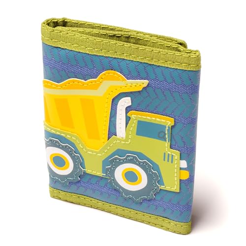 Image of Stephen Joseph, Kids Wallet, Tri-Fold Bi-Fold Wallet for Boys & Girls with Zipper Coin Pocket, Durable Polyester Small Wallet for Kids, Cute Designs for School & Travel, Blue Construction