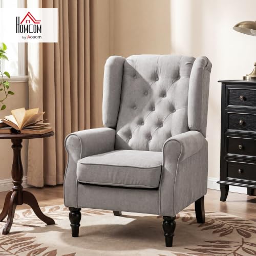 Image of HOMCOM Comfy Accent Chair for Living Room, Wingback Armchair, Gray