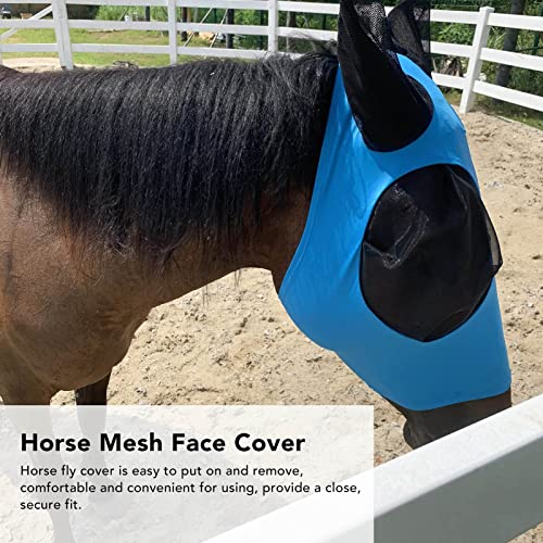 Capa de cabeça de cavalo de malha, resistente ao desgaste, proteção UV, capa elástica respirável par