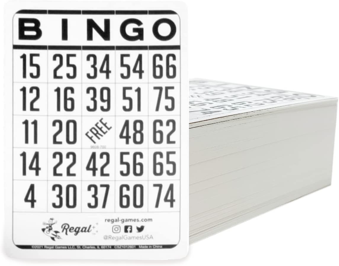 Regal Bingo Classic Bingo Sheets Only 6" x 4" - Reusable White Bingo Sheets for Family Game Night, Parties, Events & Bingo Halls - 200 Playing Sheets