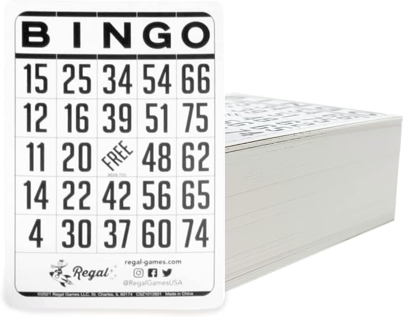 Regal Bingo Classic Bingo Sheets Only 6" x 4" - Reusable White Bingo Sheets for Family Game Night, Parties, Events & Bingo Halls - 200 Playing Sheets