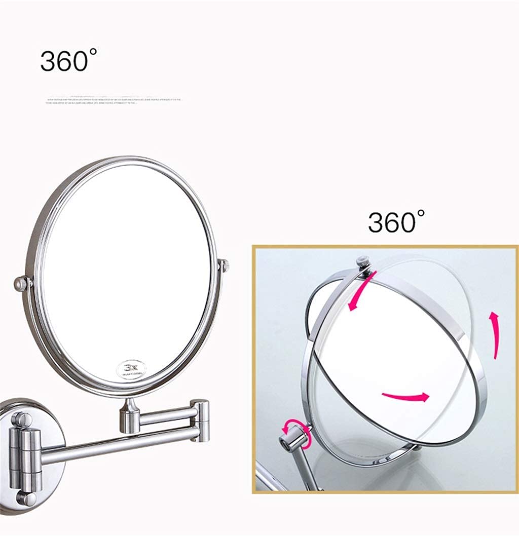Espejo de Pared Espejo de baño Espejo de maquillaje Espejo de maquillaje de pared de doble cara Tocador de maquillaje de baño de afeitado con 3 aumentos giratorio Acabado dorado (8 pulgadas) (# 2 20 c